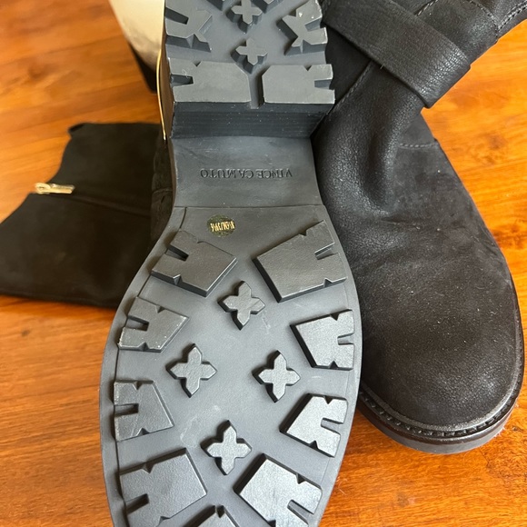 NEWVince Camuto Motorcycle Riding Boots Size 8.5 Black Leather Buckle Biker Boot - Picture 3 of 5